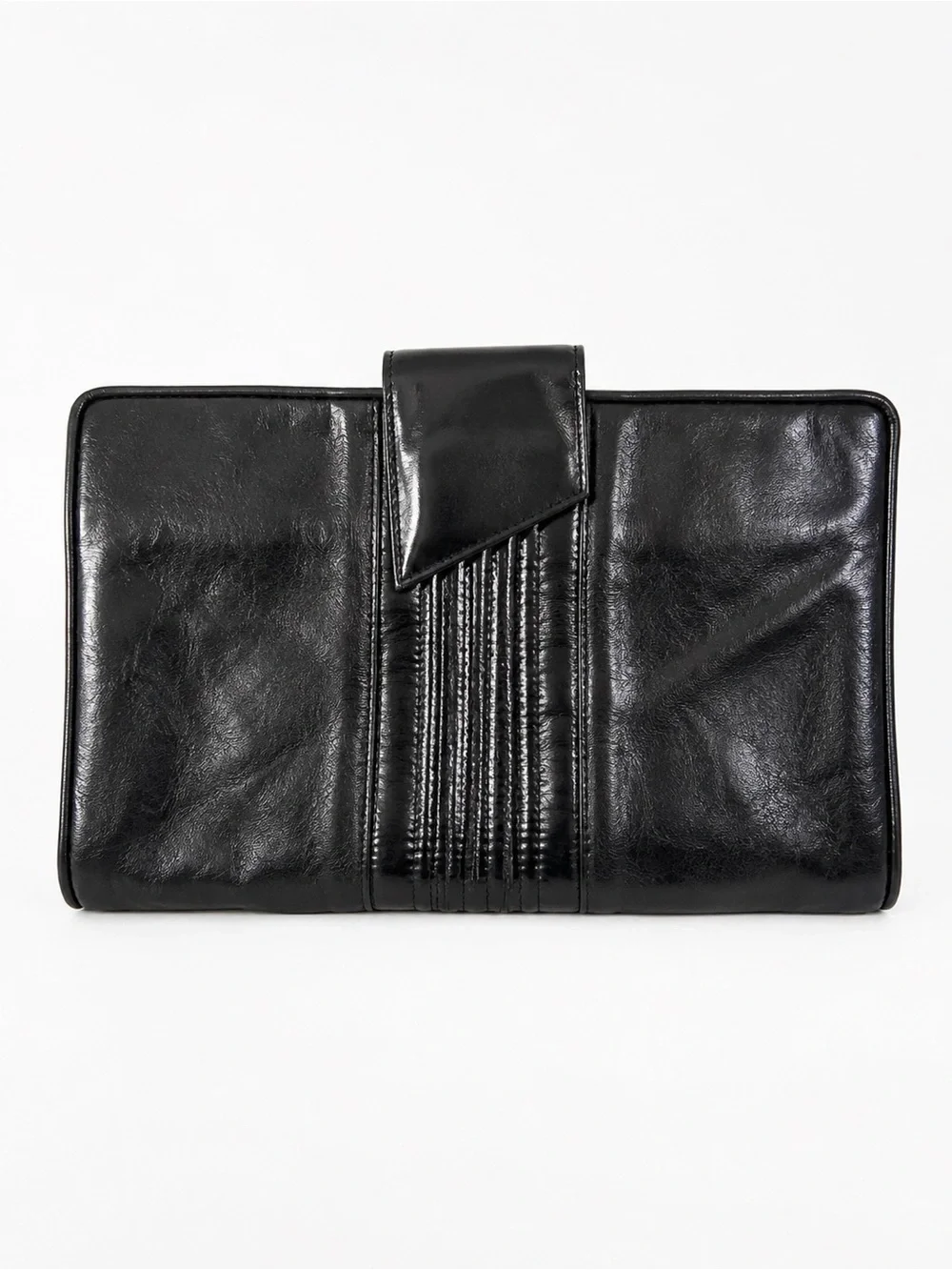 Black Leather Clutch Purse Vintage 1980s Marshall Field’s